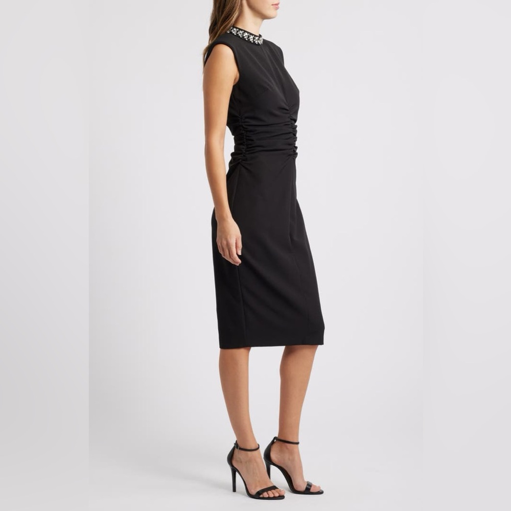 Eliza J - Embellished Mock Neck Sheath Dress - Size 10 - Picture 2 of 9
